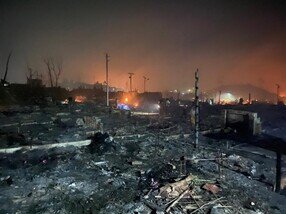 Destruction in the wake of the March 22 fire in the Cox’s Bazar Refugee camp, which destroyed 10,000 shelters. (Photo: Oxfam)